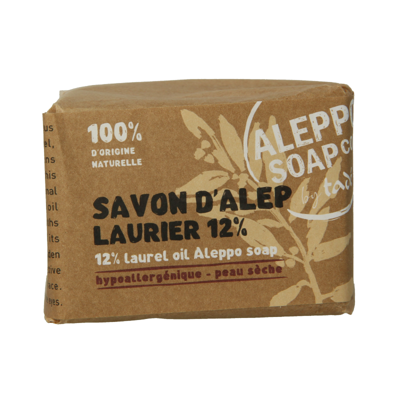Aleppo Soap Co Zeep with 12% laurel, 190g, natural soap bar with traditional ingredients and olive oil.