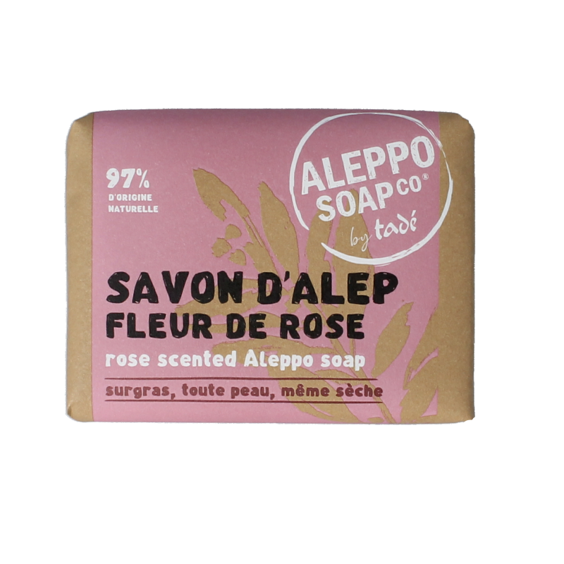 Aleppo Soap Co Rooszeep natural olive and laurel soap bar, 100 grams, with earthy tones and textured surface.