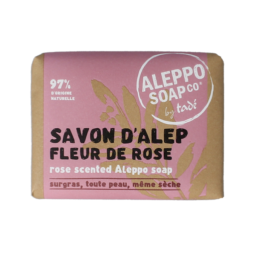 Aleppo Soap Co Rooszeep natural olive and laurel soap bar, 100 grams, with earthy tones and textured surface.