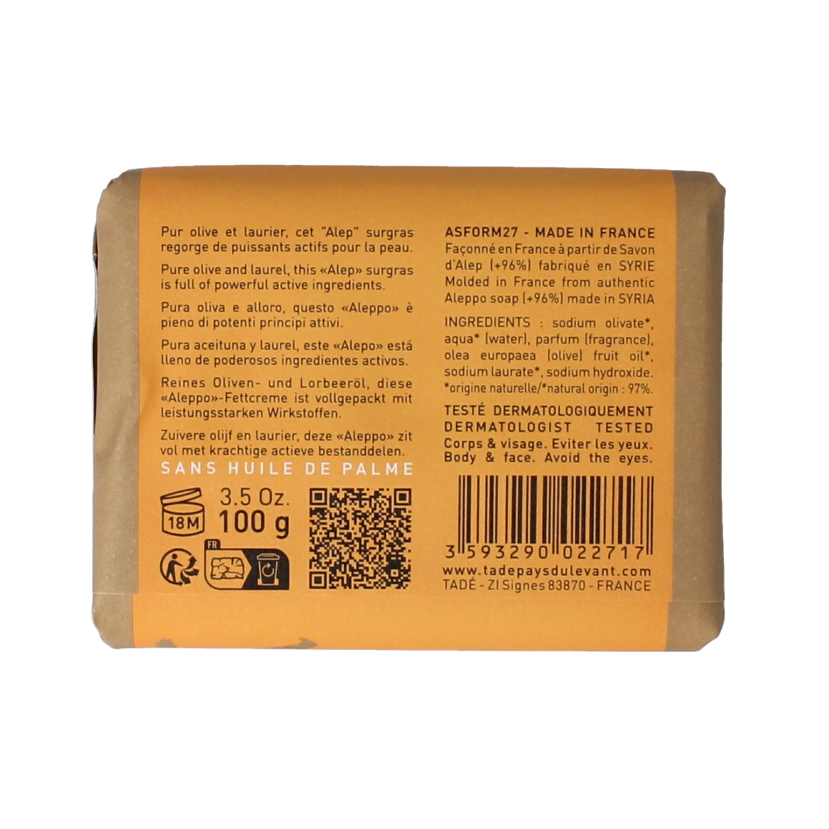 Aleppo Soap Co Sinaasappel zeep 100.00 Gram