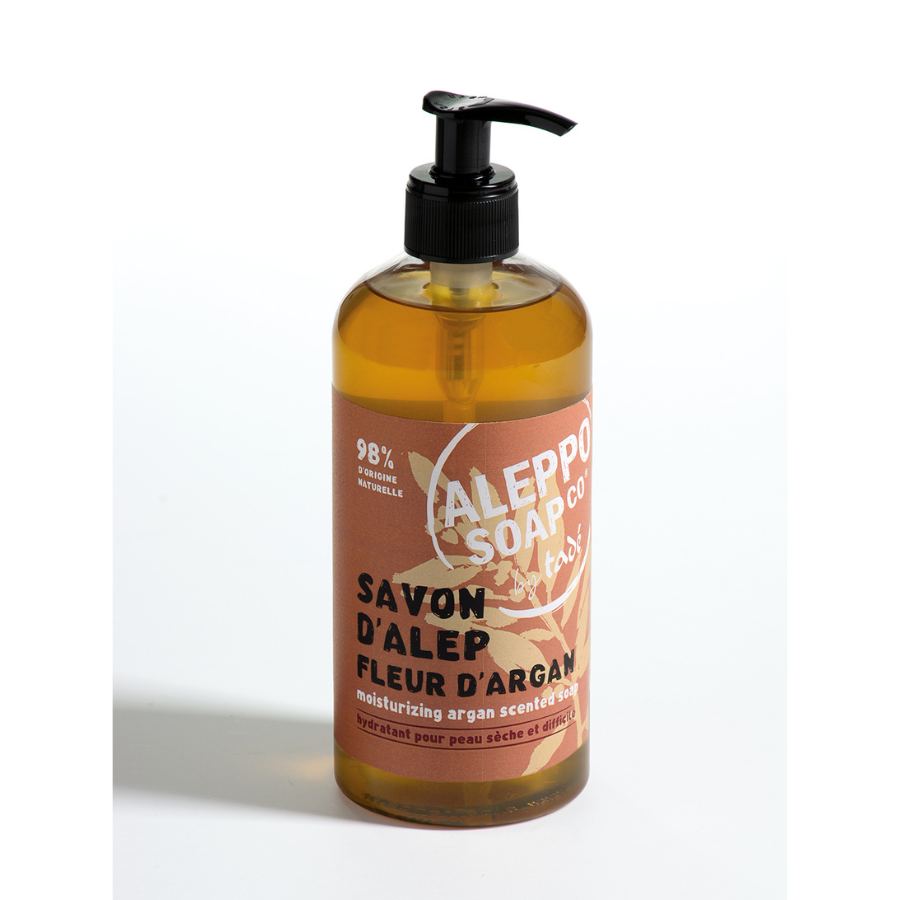 Aleppo Soap Co Arganzeep exfoliant bio soap with pomegranate, 500ml, natural skincare product with exfoliating properties.