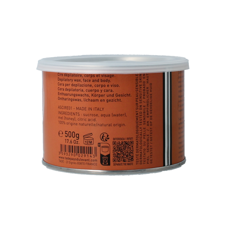 Aleppo Soap Co Suikerwax 500g jar for hair removal and waxing, featuring natural ingredients for gentle skin care.