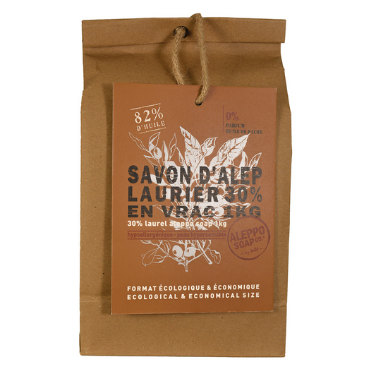 Aleppo Soap Co Zeep 30% laurier stukken, natural soap in large 1kg block with visible textured surface