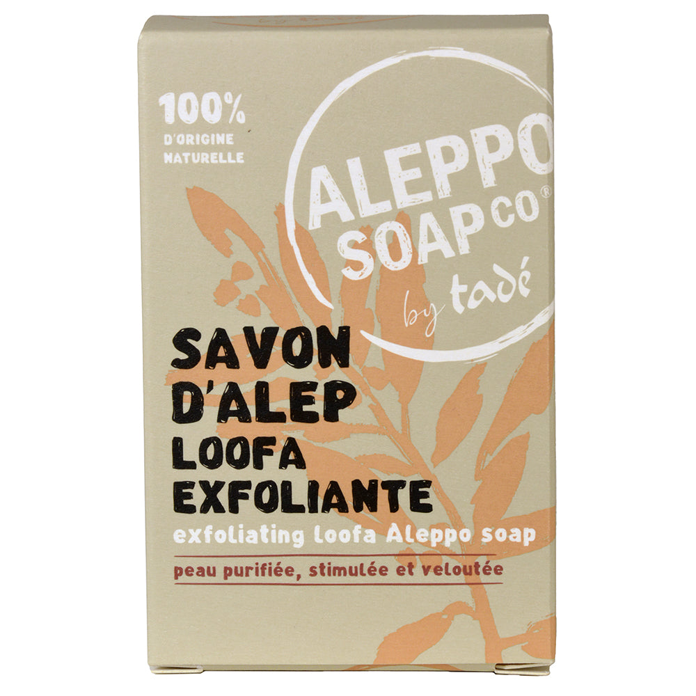 Aleppo Soap Co Savon d'Alep exfoliating loofa sponge for body cleansing, shown in the image.