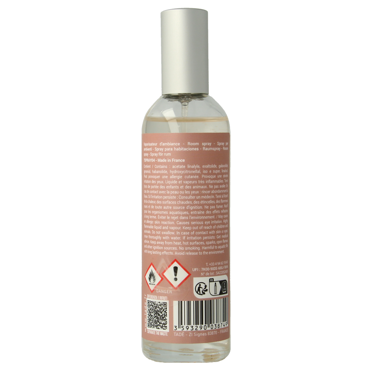 Tade Huisparfum cotton geurverspreider bottle, 100ml, with white cotton scent diffuser and elegant packaging.