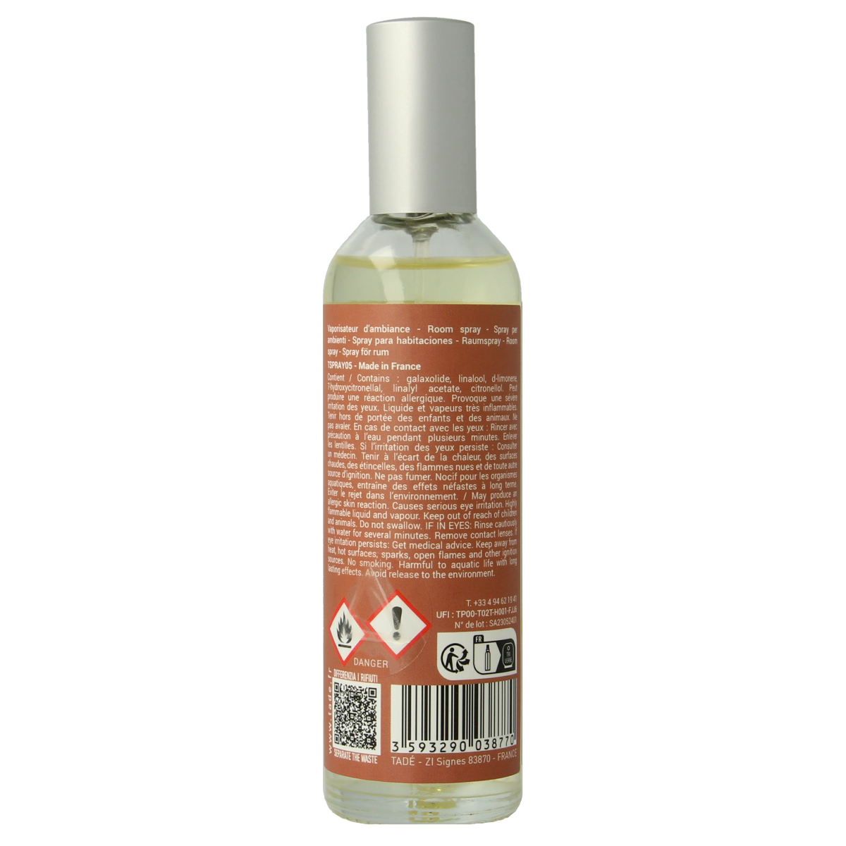 Tade Huisparfum Neroli geurverspreider bottle, 100ml, with elegant packaging and orange blossom scent visible in the image.
