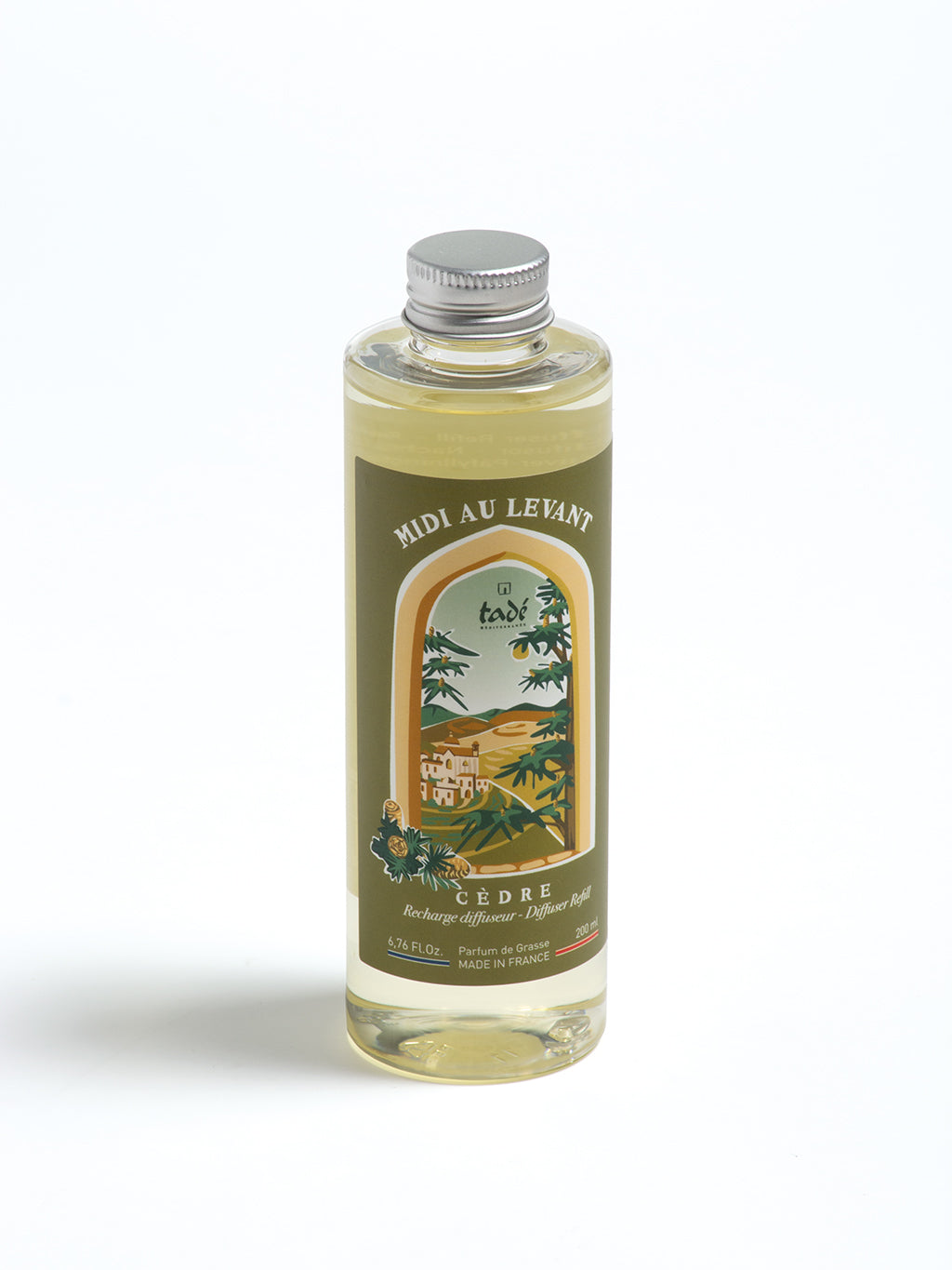 Tade cedar scent refill for diffuser, 200ml, showing the bottle with cedar fragrance for aromatherapy.