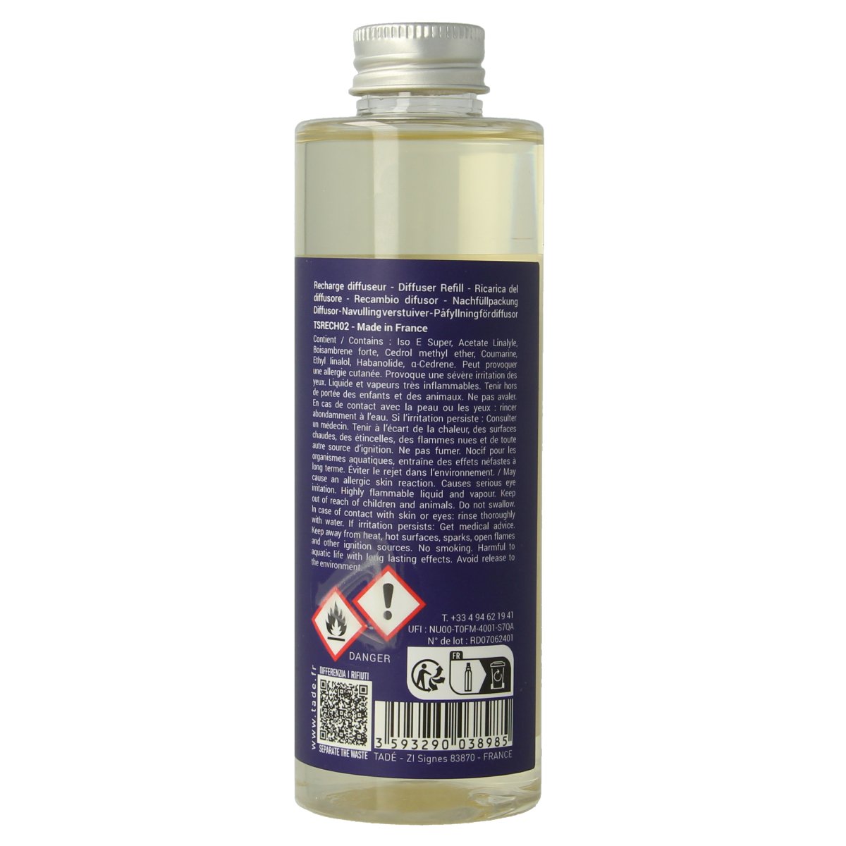 Tade Geurstokjes Nigella navulling 200ml, scent diffuser refill with elegant packaging and fragrance details.