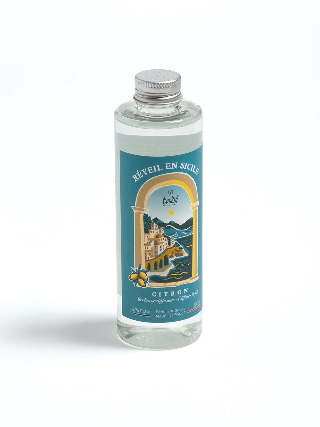 Tade lemon fragrance refill for air diffusers in a 200ml bottle, natural scent for home fragrance.