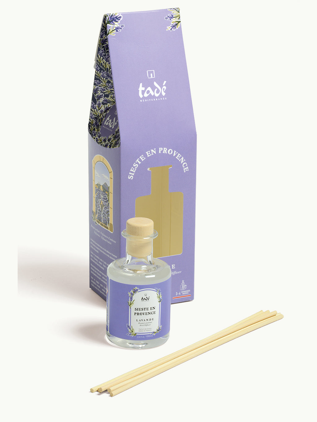 Tade lavendel geurverspreider geurstokjes in 100ml bottle, aromatic lavender scent with diffuser sticks for home fragrance.
