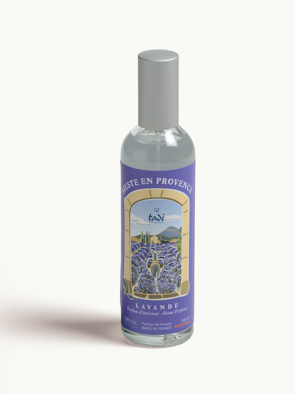 Tade Huisparfum lavendel scent in 100ml bottle, featuring a sleek design and lavender fragrance.