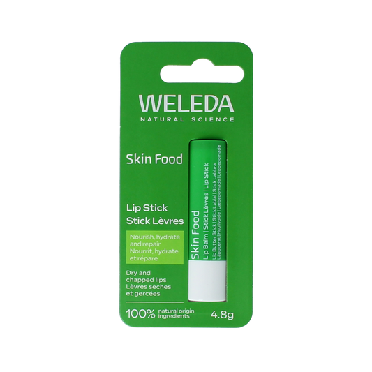 Weleda Skin Food Lip Butter Stick, 4.8g, natural organic lip moisturizer with nourishing ingredients.