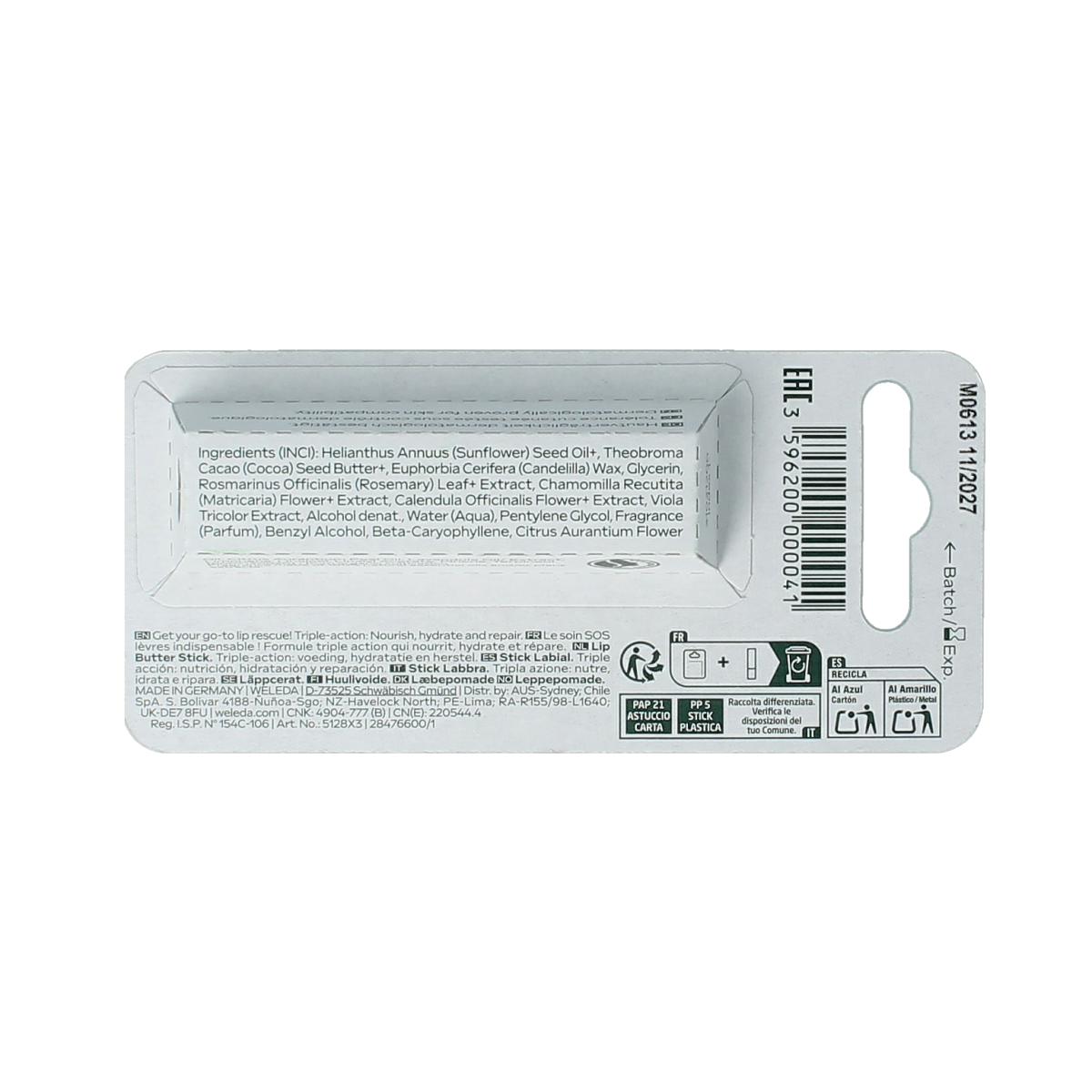 Weleda Skin Food Lip Butter Stick in 4.80g, natural bio lip moisturizer with nourishing ingredients.