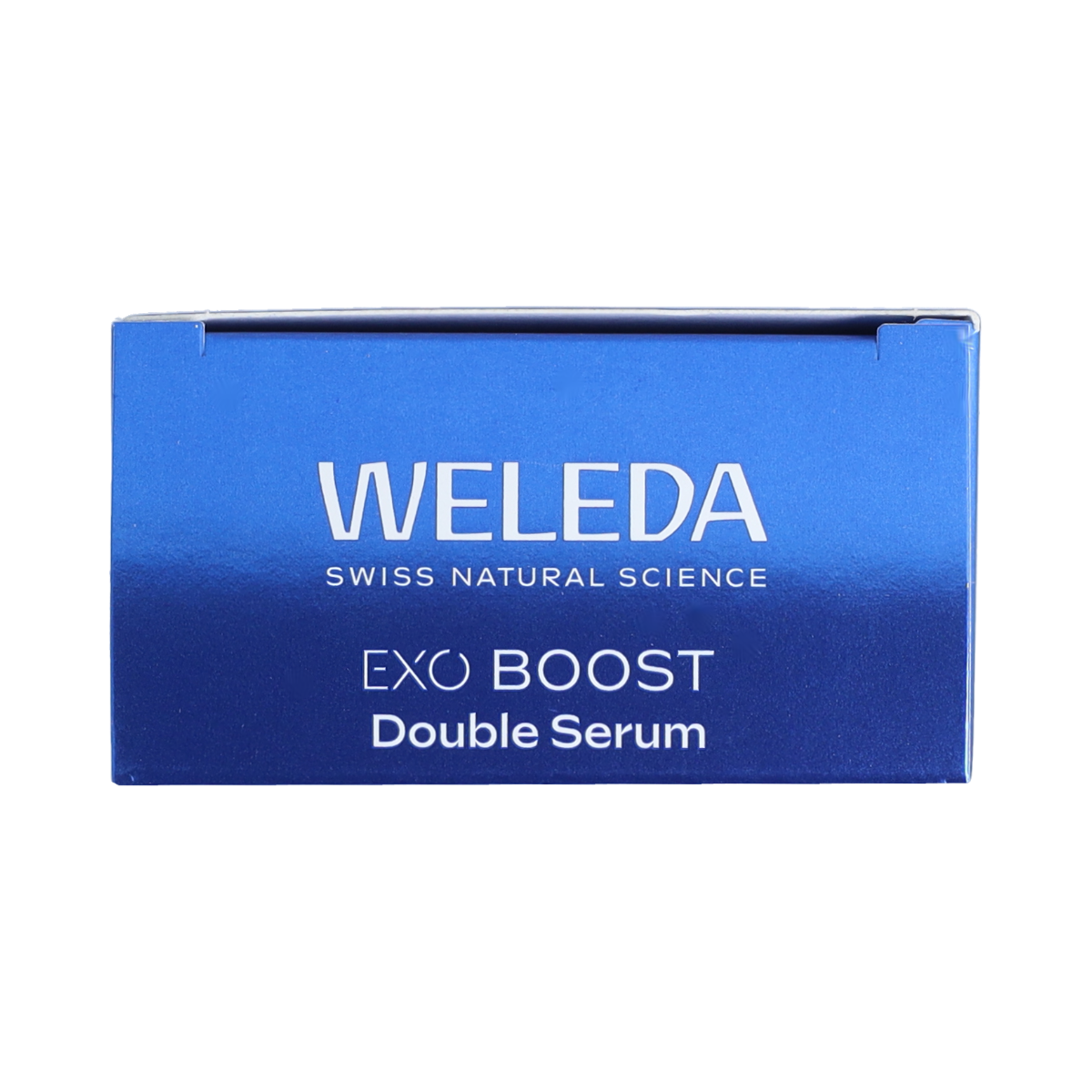 Weleda Exo Boost Double Serum with blauwe gentiaan in a 30ml bottle for facial skincare, shown in the image.
