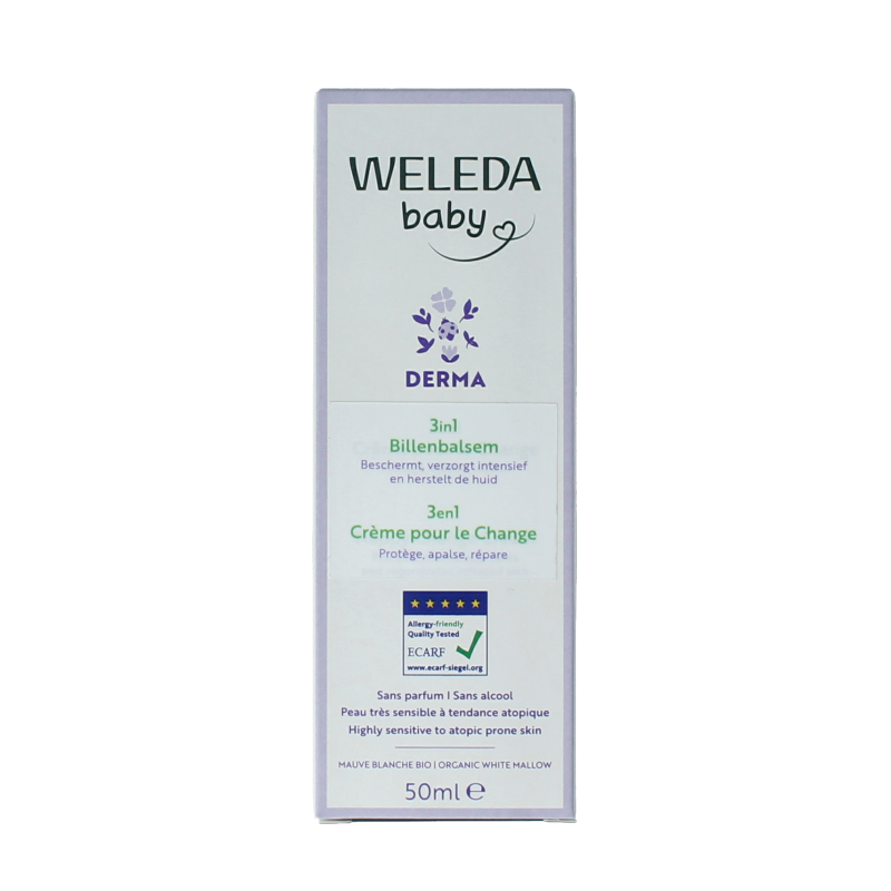 Weleda Baby Derma 3-in-1 billenbalsem bio, 50ml, natural diaper rash cream for babies and toddlers.