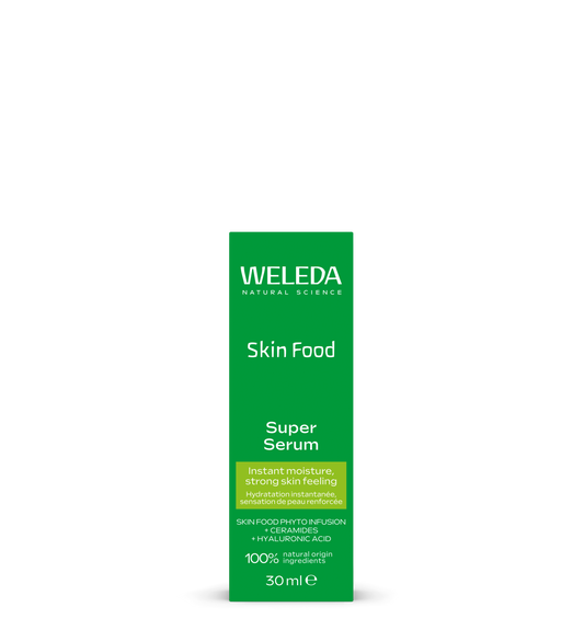 Weleda Skin Food Super Serum in 30ml bottle, facial skincare product with natural ingredients for nourishing and revitalizing skin.