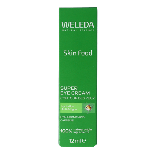 Weleda Skin Food eye contour cream in 12ml tube, nourishing eye care product with natural ingredients for sensitive skin.