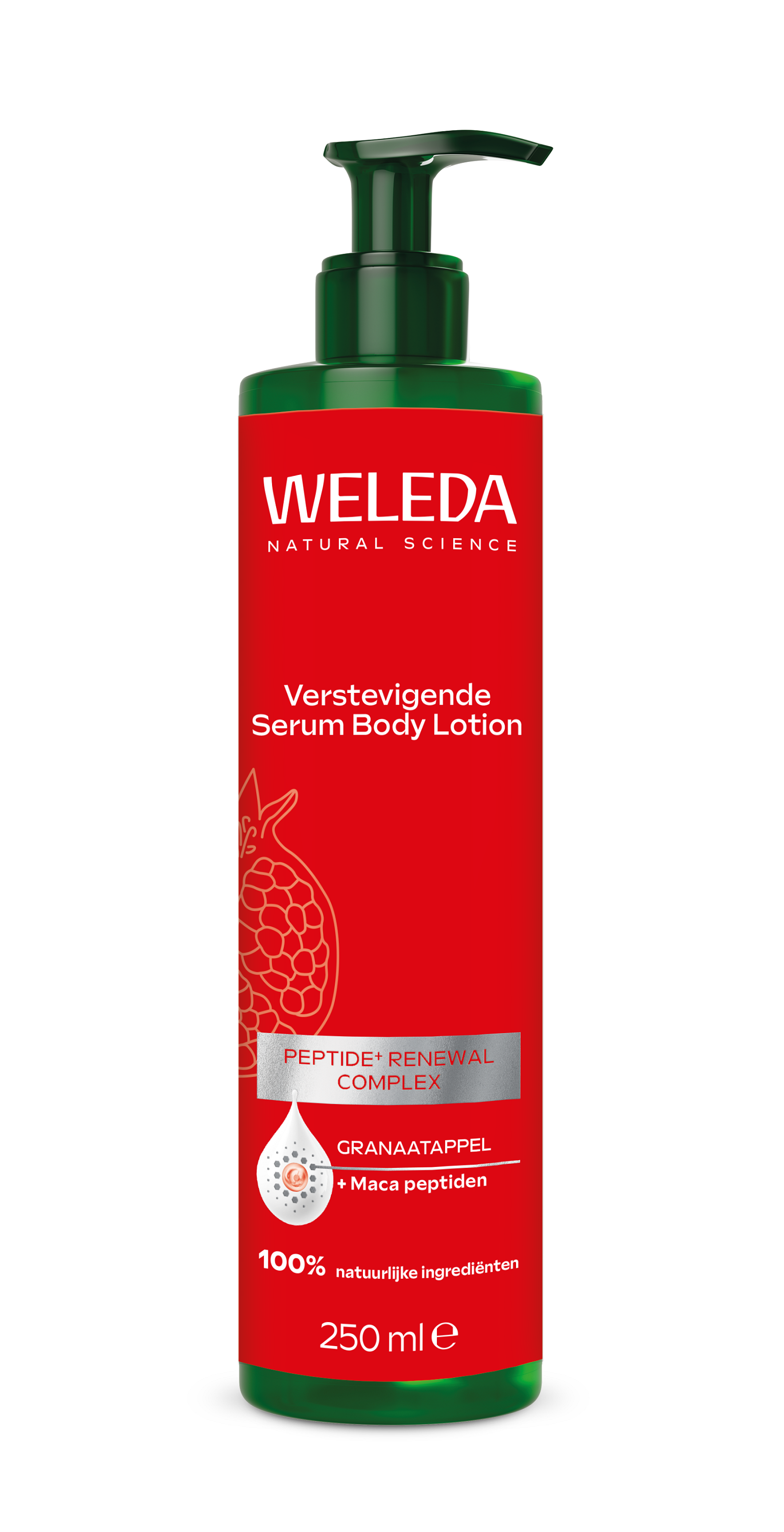 Weleda Granaatappel bodylotion in 250ml bottle, nourishing body care product with pomegranate extract.
