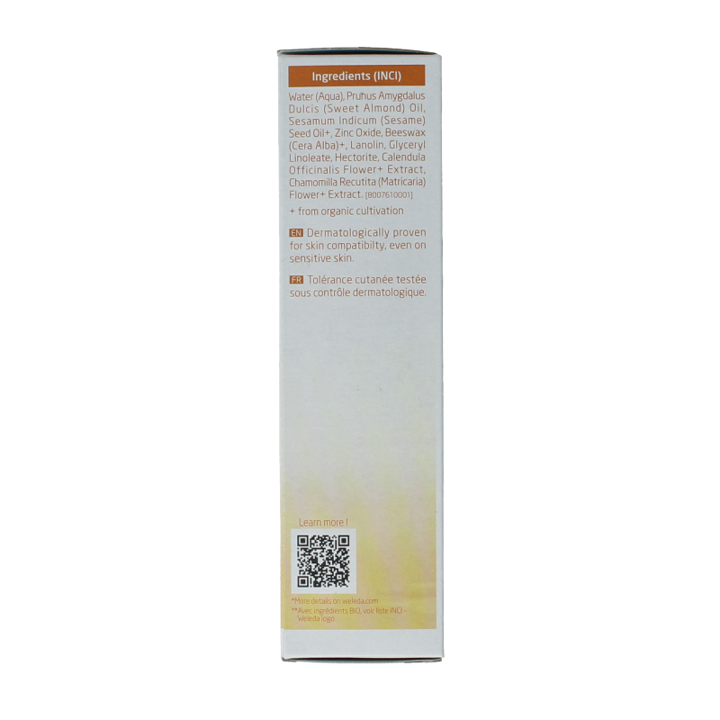 Weleda Calendula baby diaper balm in 75ml tube, fragrance-free, for gentle infant skin care and diaper rash relief.