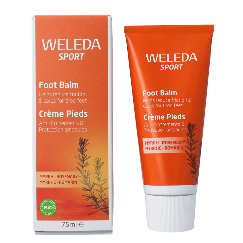 Weleda Voetbalsem Sport in 75ml tube, foot care product with soothing ingredients for active feet.