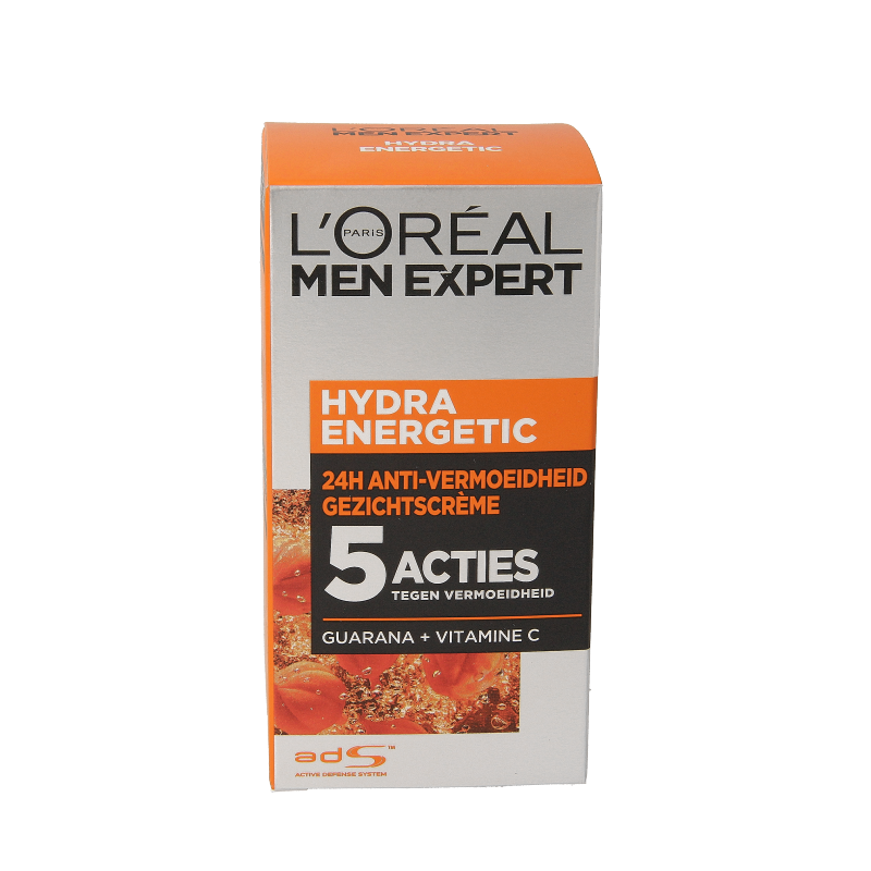 Men Expert Hydra Energetic anti-fatigue face cream, 50ml, for men's skincare and revitalization.