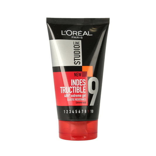 Studio Line indestructible gel in a 150ml tube, perfect for long-lasting hair styling and hold.