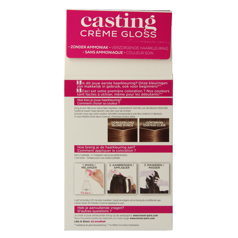 Casting Creme Gloss 600 Cappuccino hair coloring set featuring creamy hair dye in a rich cappuccino shade.