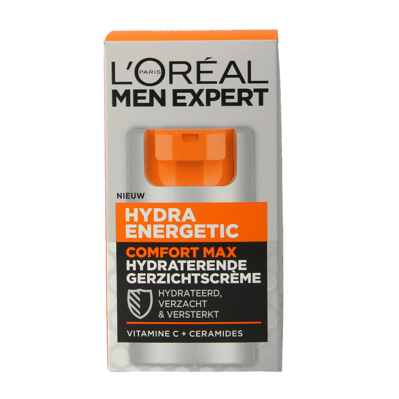 Men Expert Comfort Max anti-droog huid gezichtsverzorging in 50ml tube, designed for men's skin hydration and comfort.