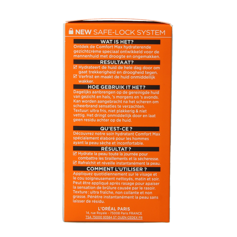 Men Expert Comfort Max anti-droog huid gezichtsverzorging in 50ml tube, designed for men's skin hydration and care.