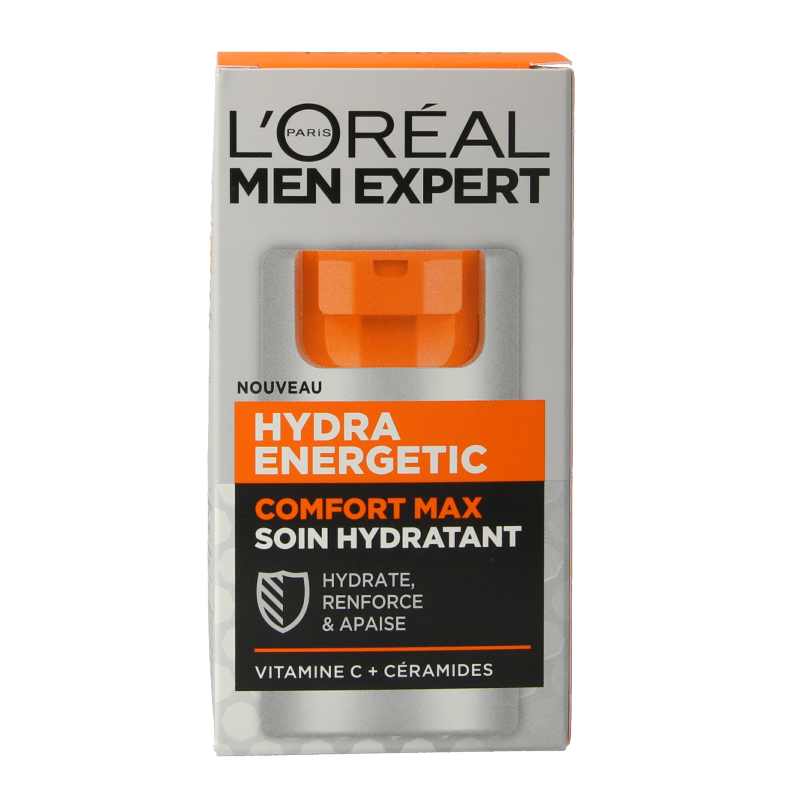 Men Expert Comfort Max anti-droog gezichtsverzorging in 50ml tube, suitable for dry skin, shown in a close-up image.