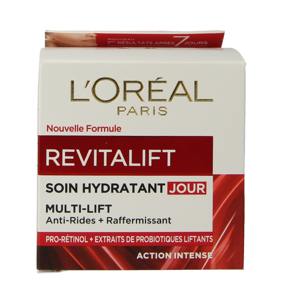 L'Oreal Paris Revitalift facial moisturizer in 50ml jar, showing the skincare product with white cream texture and packaging.
