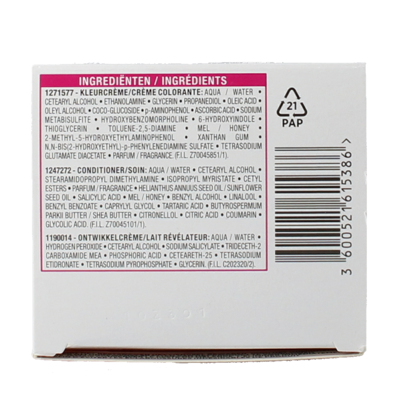 Casting Creme Gloss 734 Honey Crumble hair dye in a 1.00 set, showcasing the creamy hair coloring product by Casting.