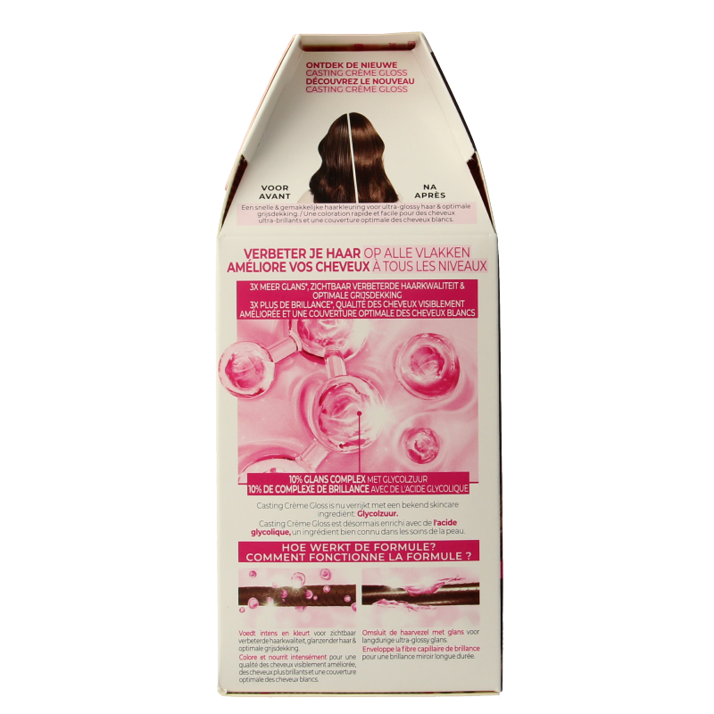 Casting Creme Gloss 513 Iced Truffle hair coloring kit, includes applicator and gloves for easy at-home hair dyeing.
