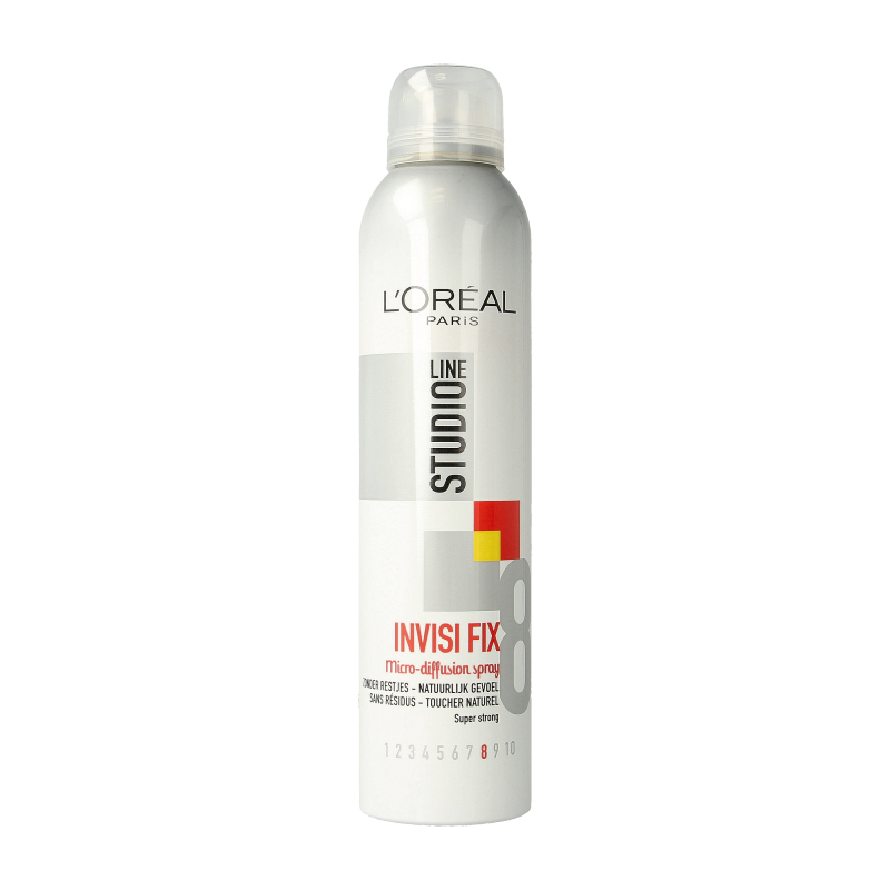 Studio Line invisible fix spray for hair styling, 250ml bottle with spray nozzle, lightweight hold and natural finish.