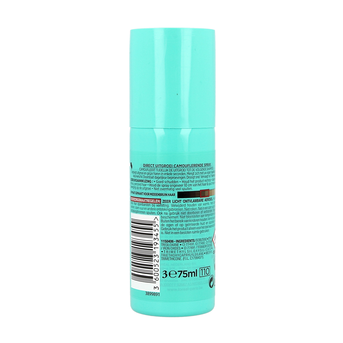 Magic Retouch midden bruin spray for hair coloring, 75ml, quick concealer for roots and grays, natural hair touch-up spray.