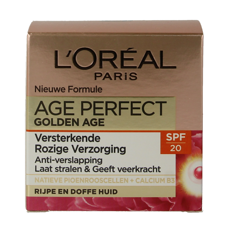 L'Oreal Paris Age Perfect Golden Age SPF20 facial cream in 50ml jar, nourishing skincare for mature skin.