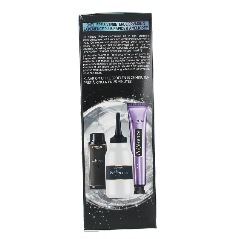 Preference 8.1 Copenhagen light ash blonde hair dye set, professional hair coloring product, with packaging and color swatch.