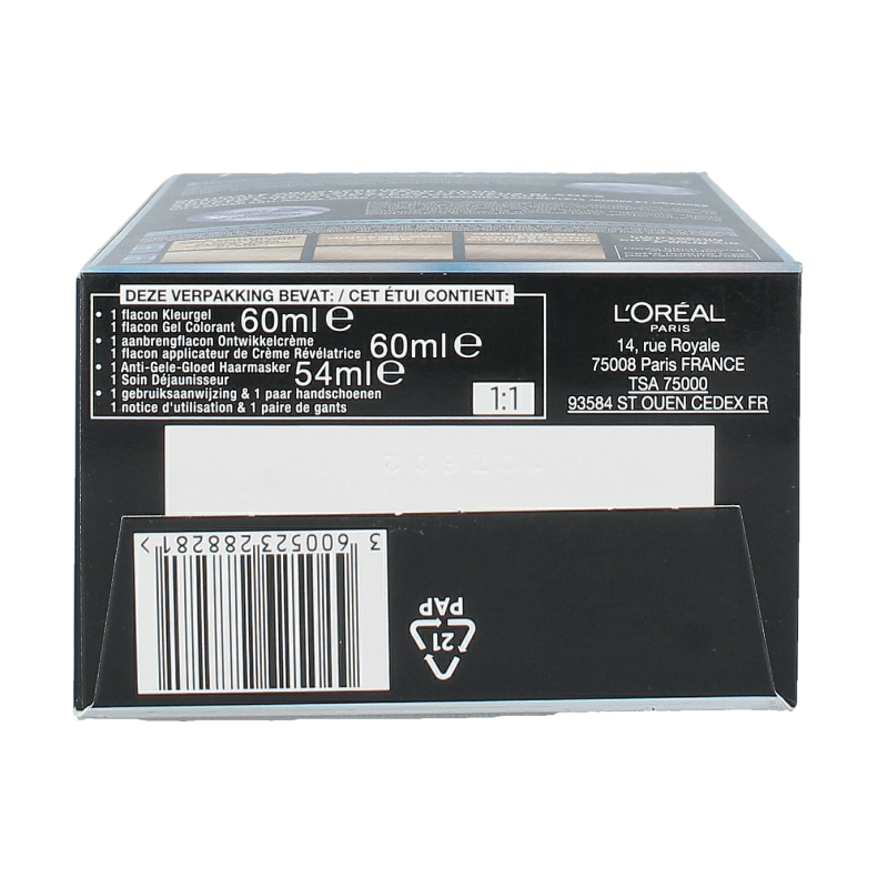 Preference 8.1 Copenhagen light ash blond hair coloring set with bottles and gloves for professional hair dyeing.