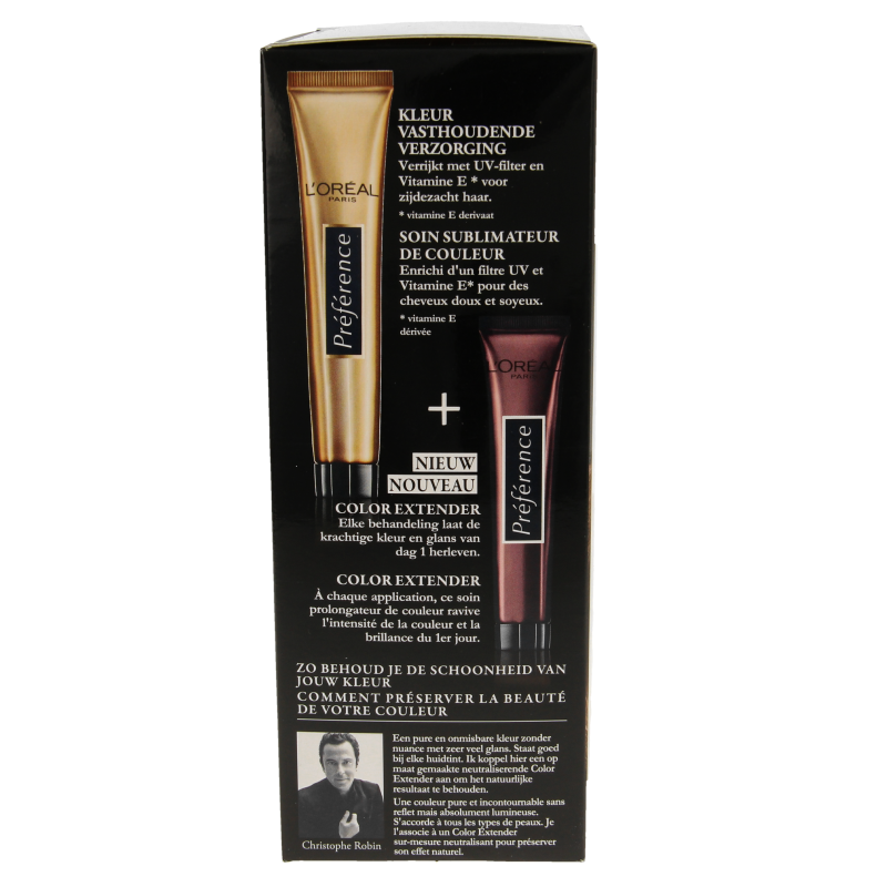 Preference 05 Bruges licht bruin haarkleuring set showing light brown hair dye in a box with application instructions.