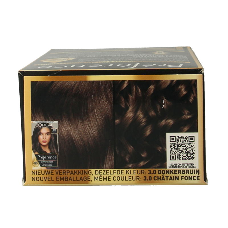 Preference 03 Brazilia donker bruin haarkleuring set, natural dark brown color, shown in the product image.