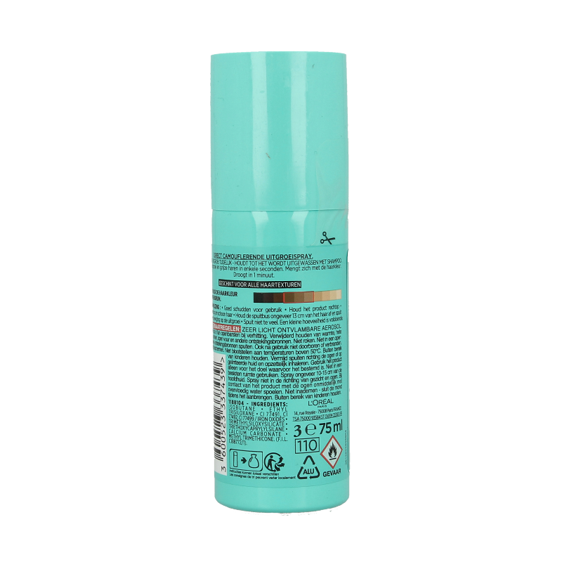 Magic Retouch Mahonie hair color spray in 75ml bottle, designed for quick touch-ups and color blending on dark hair.