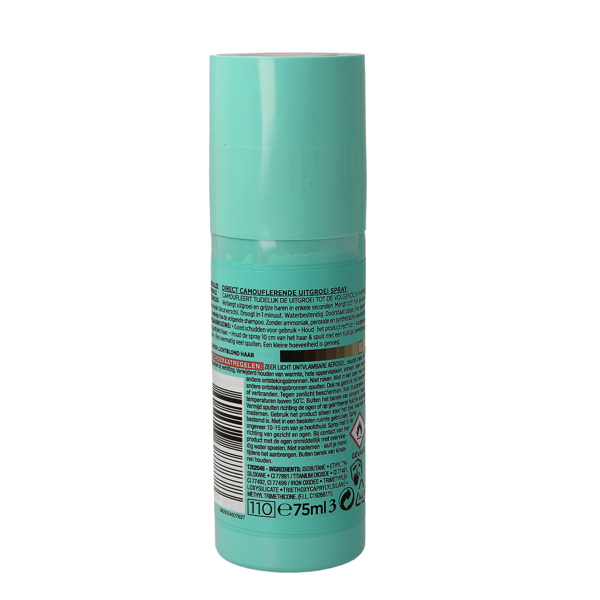 Magic Retouch gold light blond spray for hair coloring, 75ml, in a sleek bottle with a spray nozzle, designed for quick hair touch-ups.