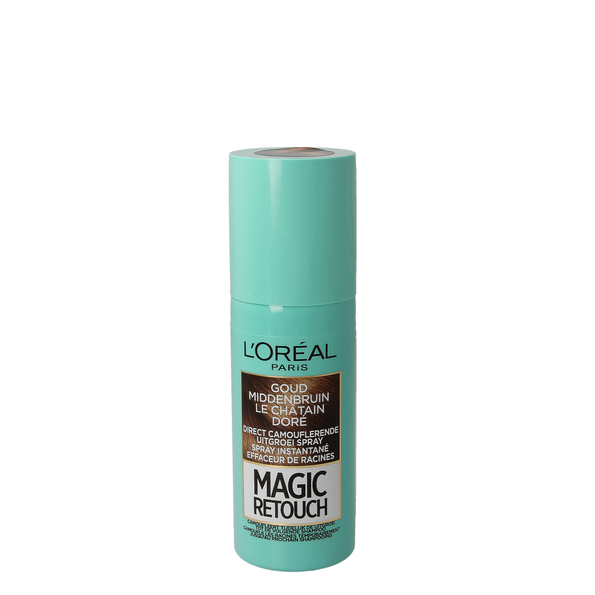 Magic Retouch gold medium brown spray for hair coloring, 75ml, easy application for quick color touch-ups
