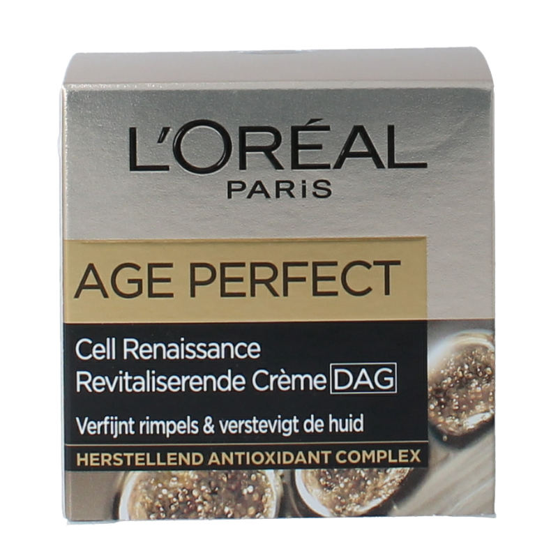 L'Oreal Paris Age Perfect Cell Renaissance face cream 50ml jar, hydrating skincare product for mature skin.