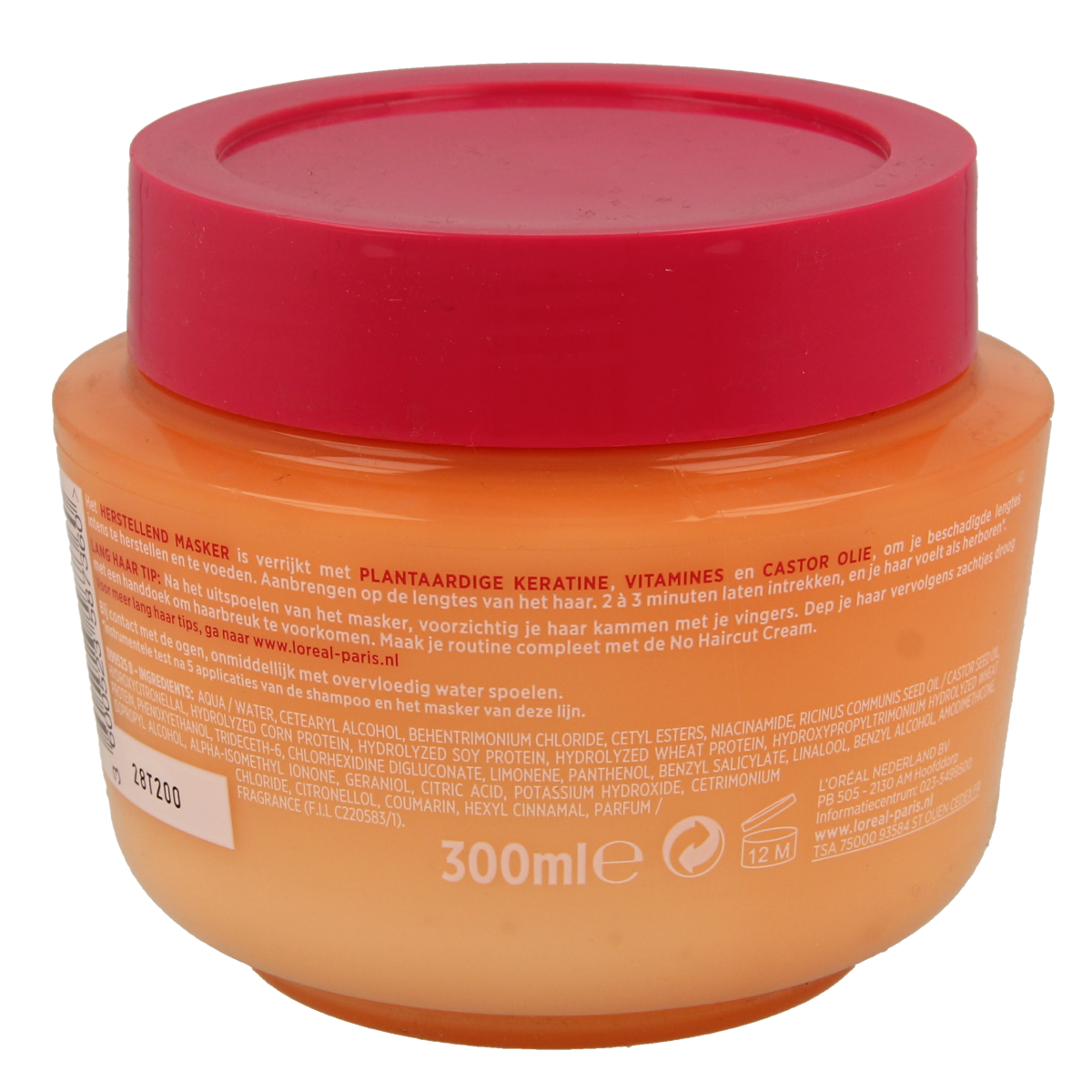 Elvive Dream Lengths hair mask in a 300ml jar, nourishing hair care product for damaged and long hair.