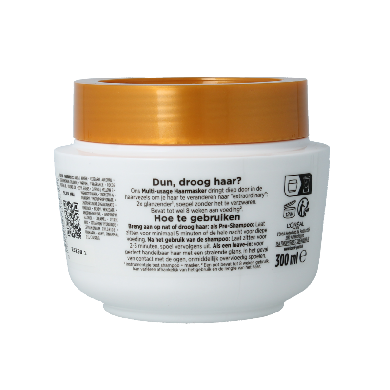 Elvive Extraordinaire Oil coconut hair mask in a 300ml jar, nourishing hair care treatment with coconut oil.