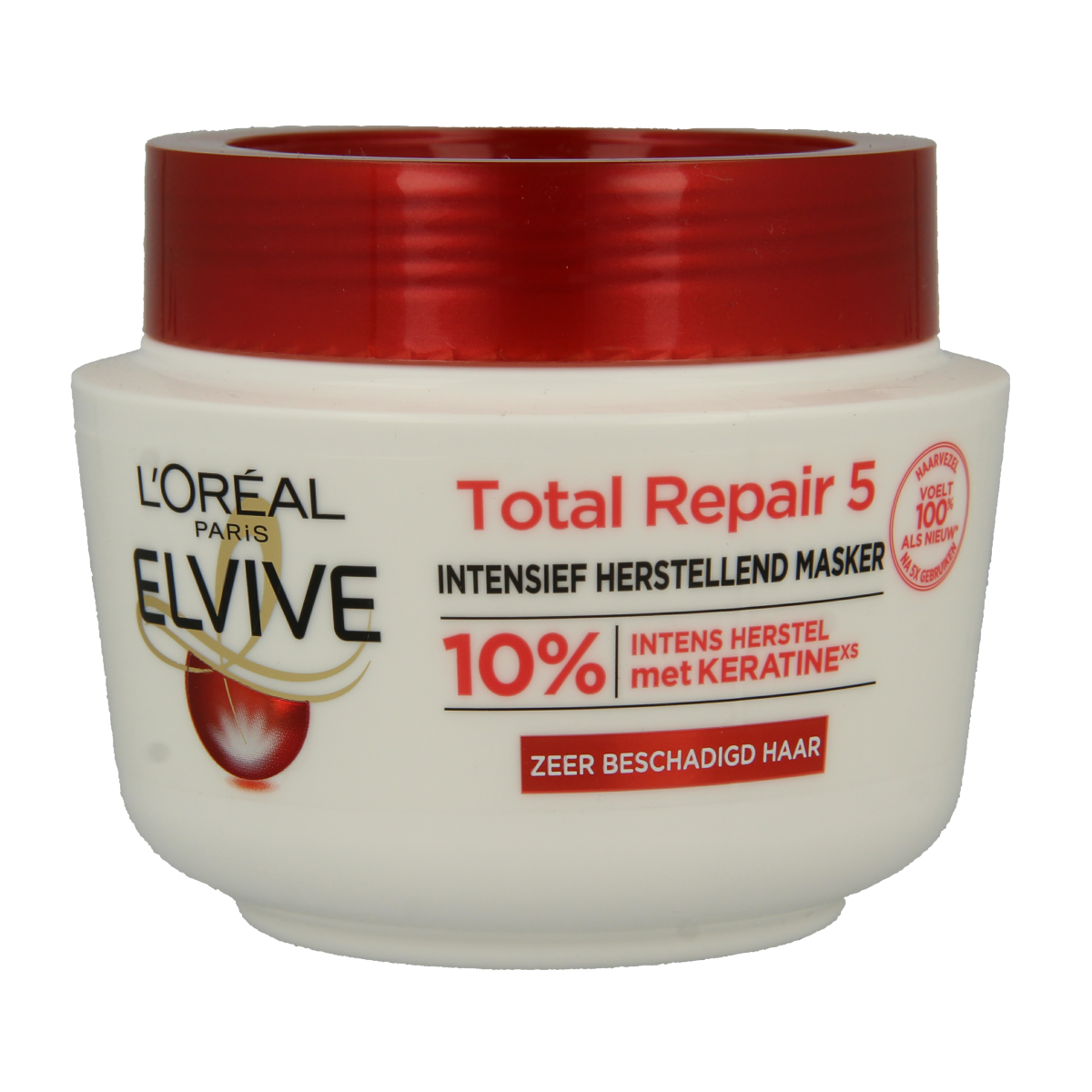Elvive Total Repair Mask 300ml, nourishing hair treatment with creamy texture and packaging displayed in the image.