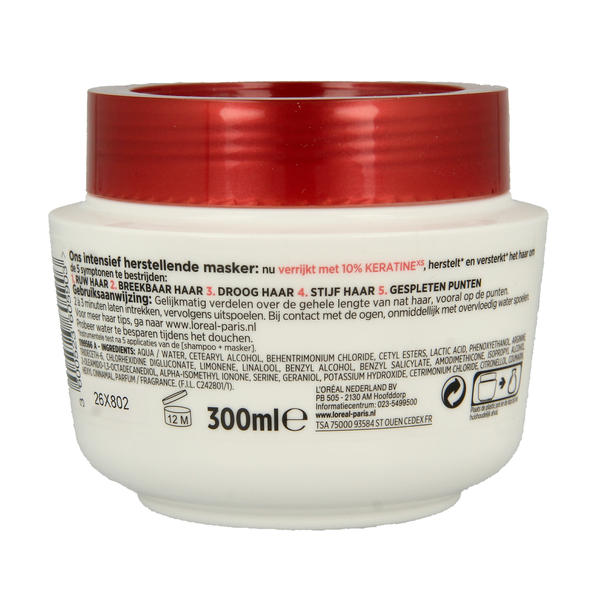 Elvive Total Repair face mask in 300ml jar, nourishing skincare product with rich texture and white packaging.