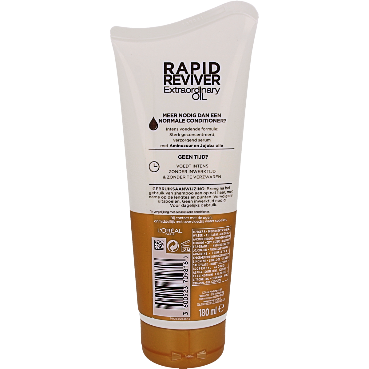Elvive Rapid Reviver Extraordinary Oil in 180ml bottle, hair care product with a pump dispenser, featuring a sleek bottle design.