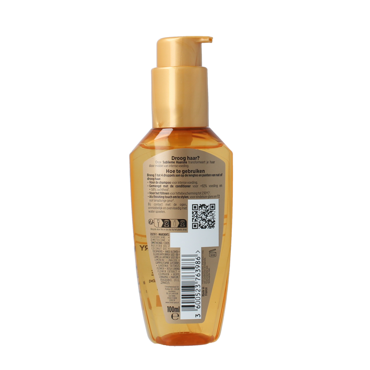 Elvive Haarolie extraordinary oil in a 100ml bottle, nourishing hair care product with a sleek bottle design.